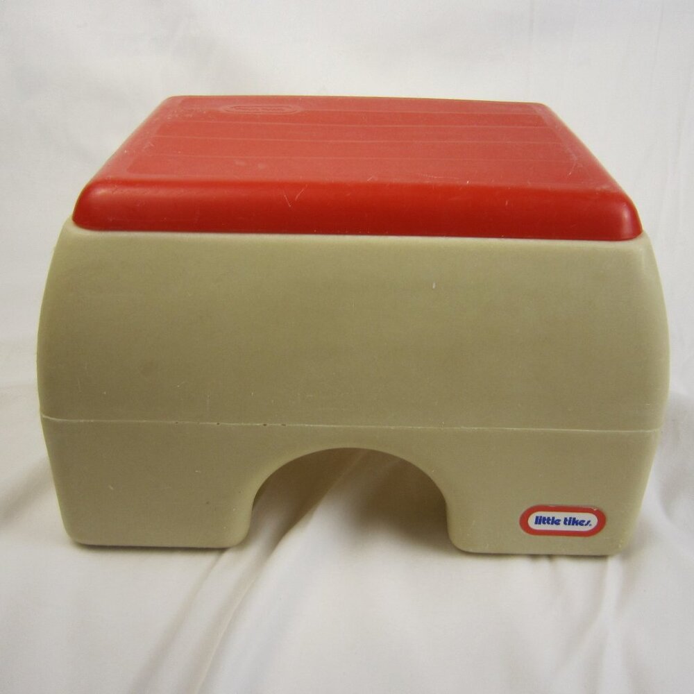 Vintage Little Tikes 1985 Kids Stool - Red & Beige - Used